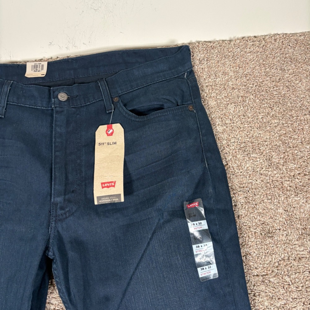 Levi's Slim Straight Jeans Navy Blue - Picture 2 of 6